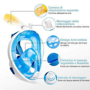 Maschera da snorkeling con vista sul mare a 180 °