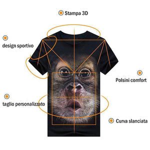 T-shirt divertente scimmia per gli uomini